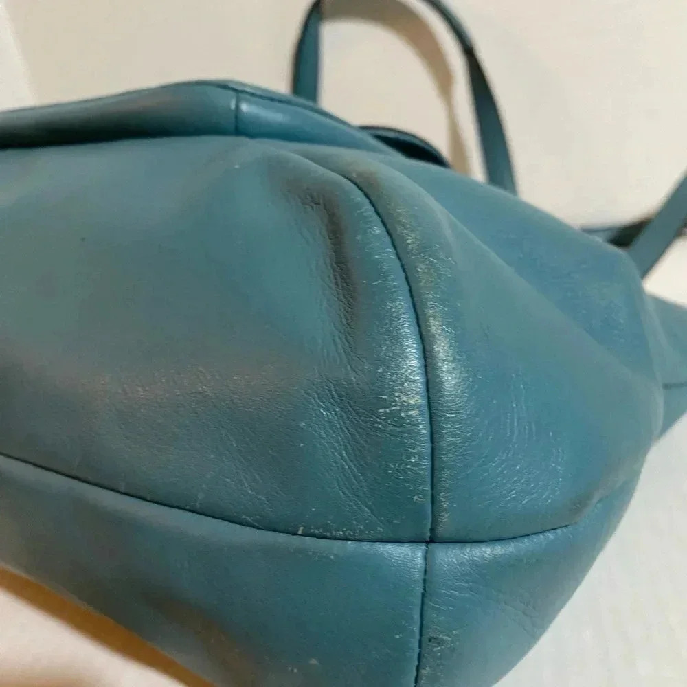 Coach vintage blue leather shoulder handbag - Picture 7 of 13